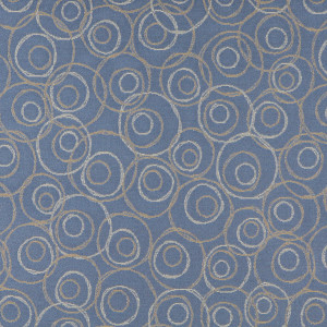 Blue, Gold And White Overlapping Circles Contract Upholstery Fabric By The Yard