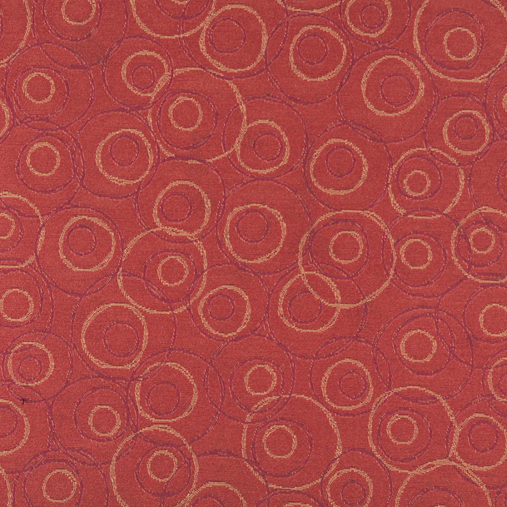 Burnt Orange, Burgundy And Gold, Circles, Contract Upholstery Fabric By The Yard 1