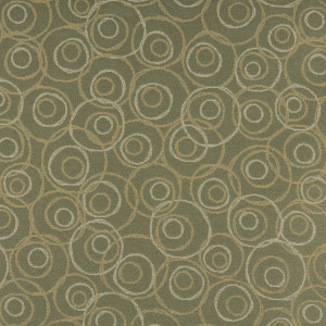 Green, Gold And White Overlapping Circles Contract Upholstery Fabric By The Yard