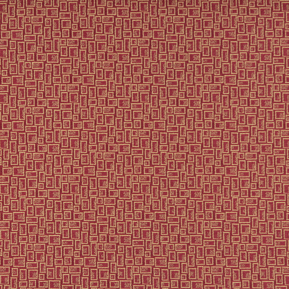 Burgundy And Gold, Geometric Rectangles, Contract Upholstery Fabric By The Yard 1