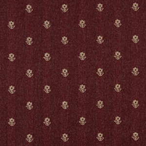 Burgundy And Beige, Flowers Country Upholstery Fabric By The Yard