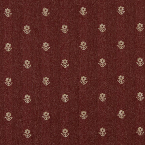 Rustic Red And Beige, Flowers Country Upholstery Fabric By The Yard