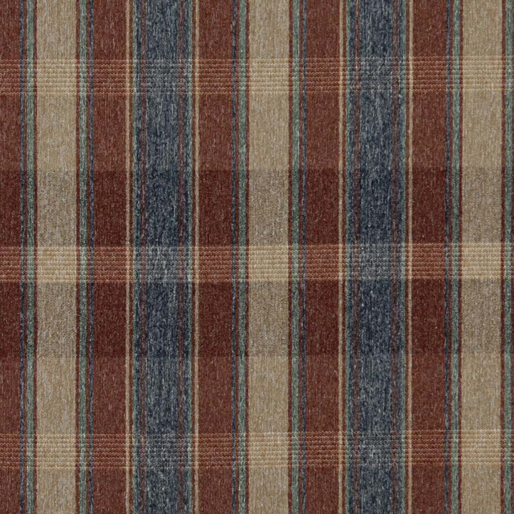 Rustic Red, Blue, Green And Beige, Plaid Country Upholstery Fabric By The Yard 1