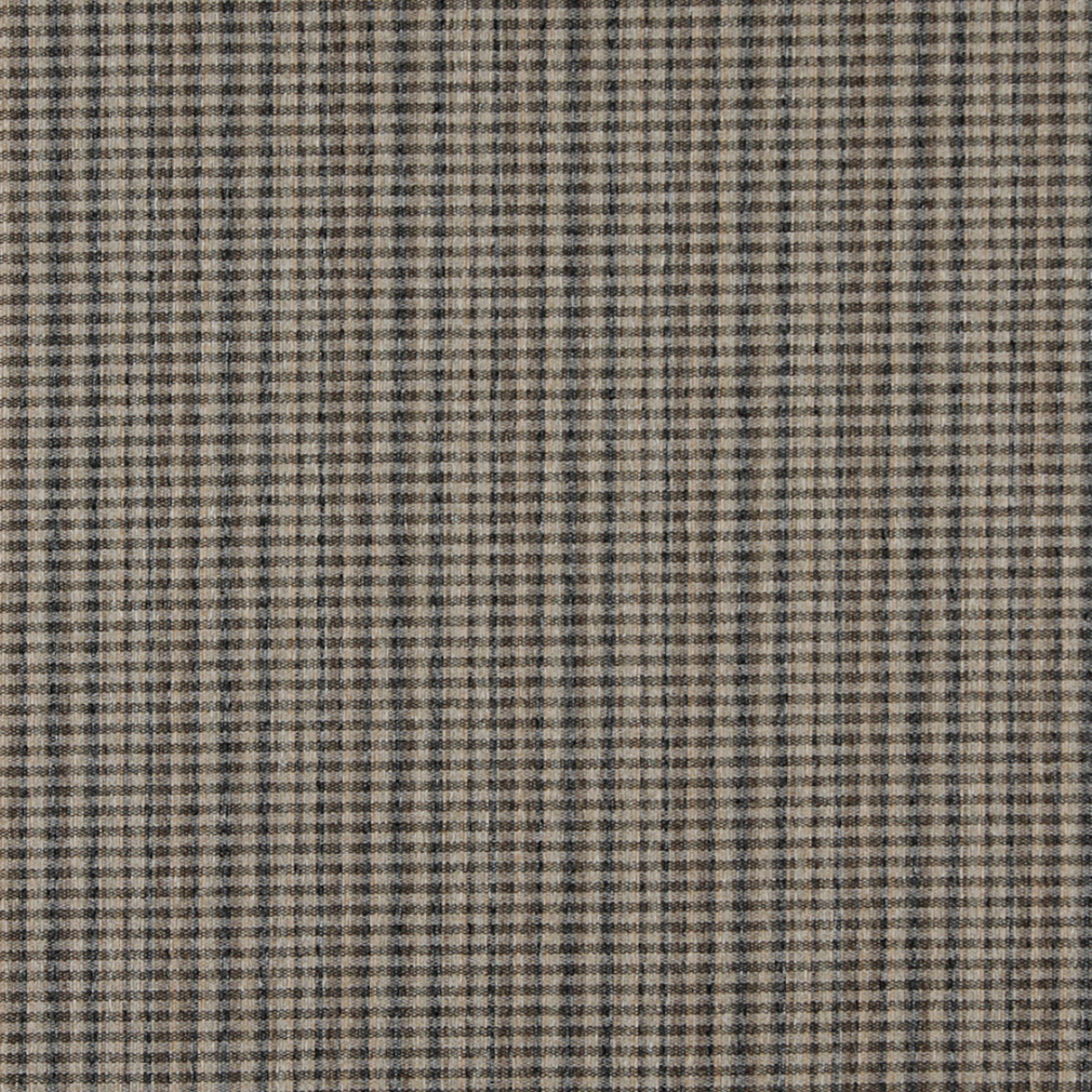 Brown, Dark Blue And Beige, Small Plaid Country Upholstery Fabric By The Yard 1
