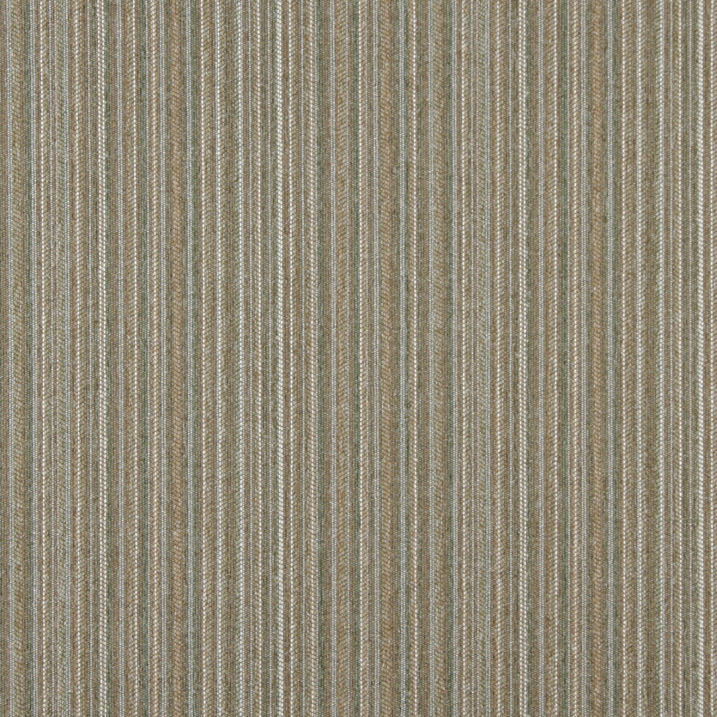 Light Brown, Green And Ivory Striped Country Upholstery Fabric By The Yard 1