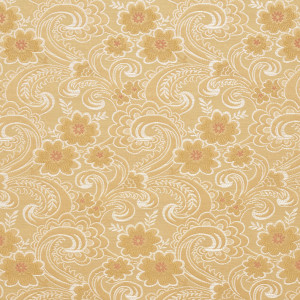 Gold, White And Red, Paisley Floral Brocade Upholstery Fabric By The Yard