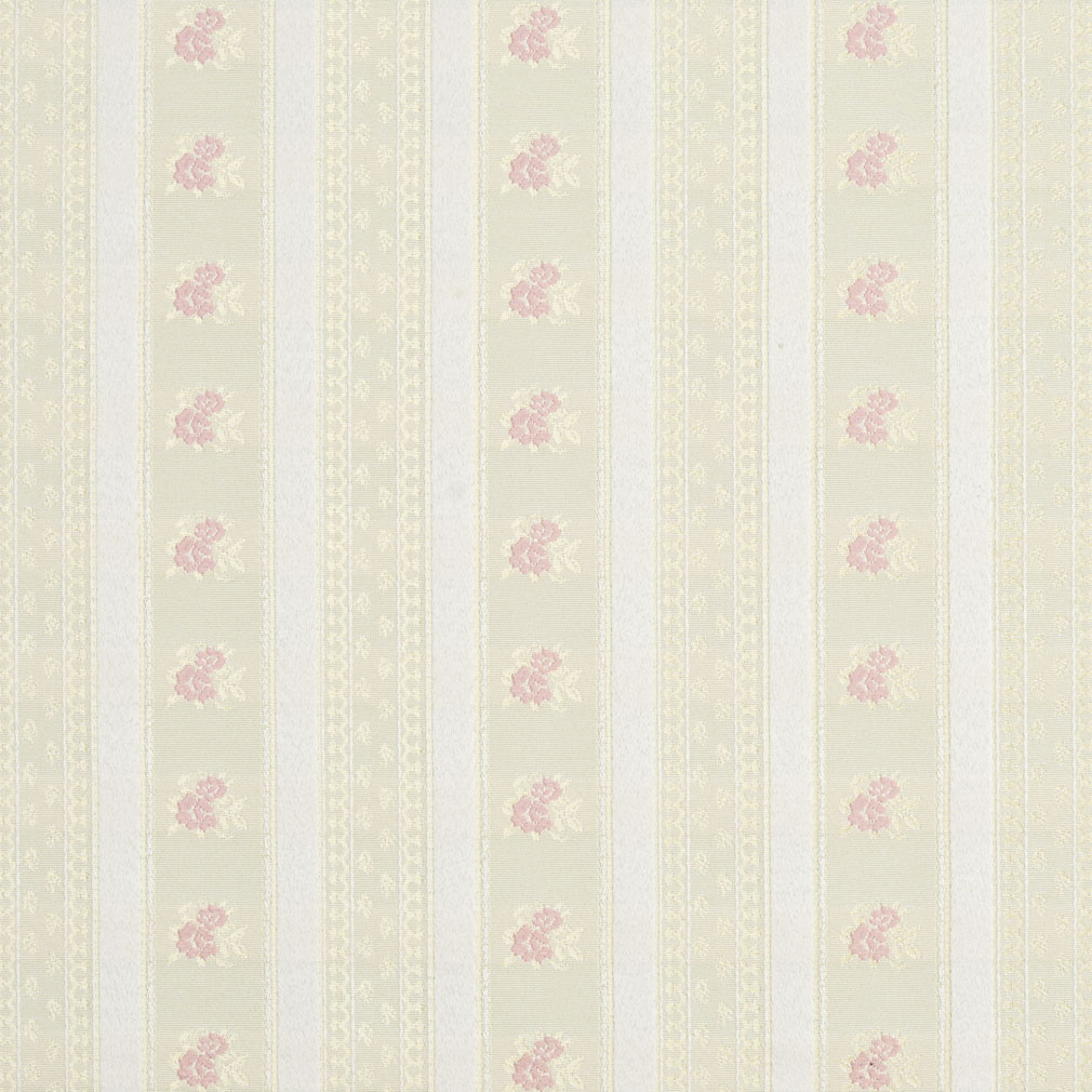 Gold, Pink And White, Floral Striped Brocade Upholstery Fabric By The Yard 1