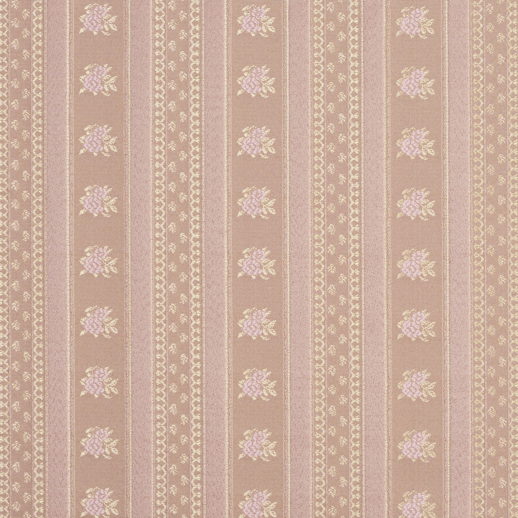 Gold And Pink, Floral Striped Brocade Upholstery Fabric By The Yard 1