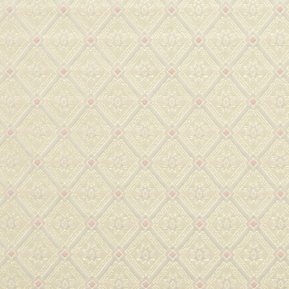 Gold, Pink And White, Diamond Brocade Upholstery Fabric By The Yard 1