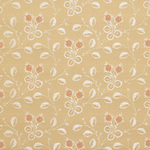 Gold, White And Red, Floral Brocade Upholstery Fabric By The Yard
