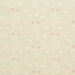 Gold, Pink And White, Floral Brocade Upholstery Fabric By The Yard