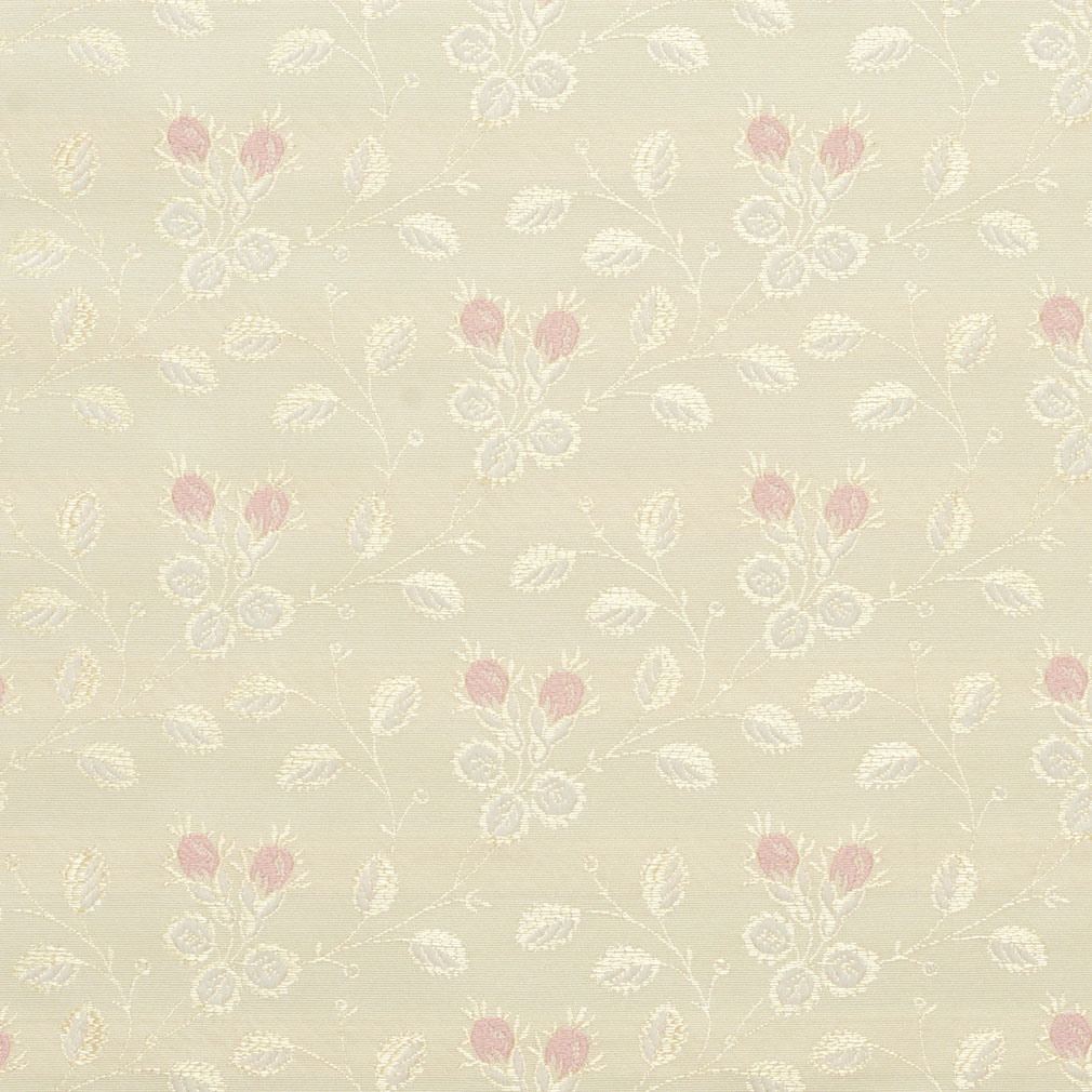 Gold, Pink And White, Floral Brocade Upholstery Fabric By The Yard 1
