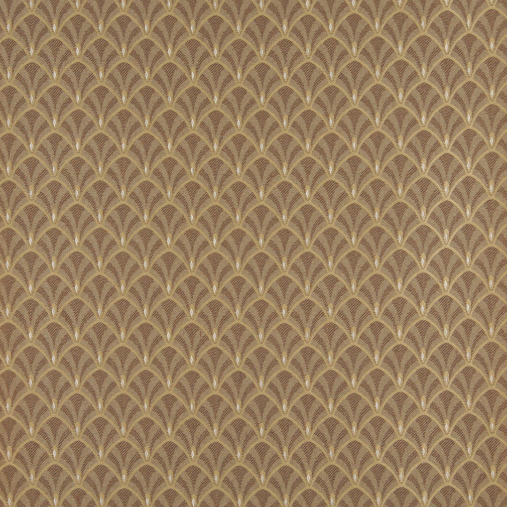 Brown And Beige Fan Jacquard Woven Upholstery Fabric By The Yard 1