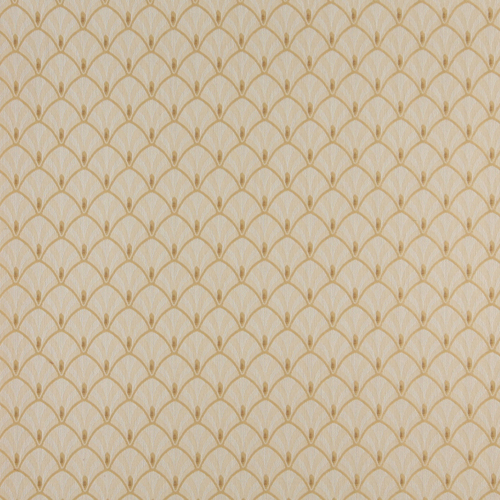 Gold And Beige Fan Jacquard Woven Upholstery Fabric By The Yard 1