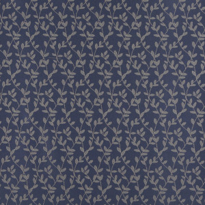 Blue And Beige Vine Leaves Jacquard Woven Upholstery Fabric By The Yard