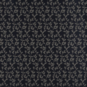 Navy And Beige Vine Leaves Jacquard Woven Upholstery Fabric By The Yard