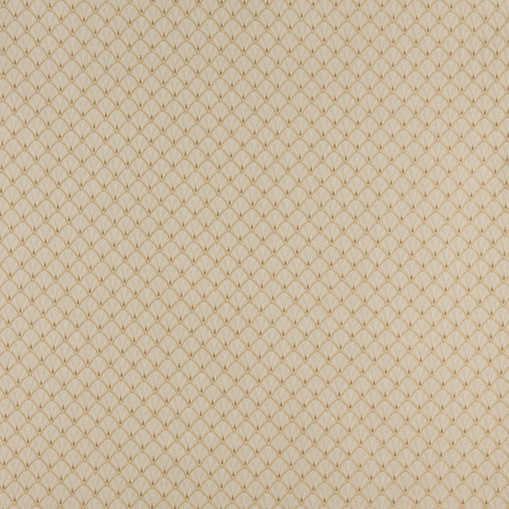 Gold And Beige Small Scale Shell Jacquard Woven Upholstery Fabric By The Yard 1