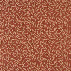 Rust Red Floral Leaf Contract Grade Upholstery Fabric By The Yard