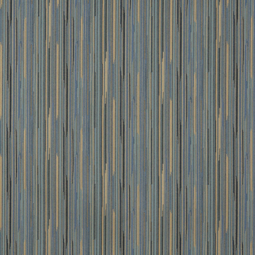 Blue Gold And Black Abstract Striped Contract Upholstery Fabric By The Yard 1
