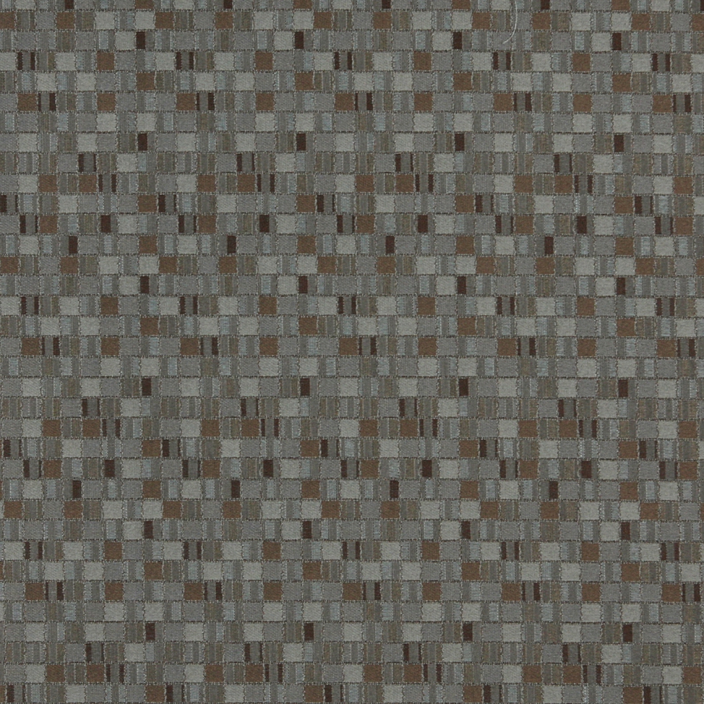 Blue And Brown Geometric Boxes Contract Upholstery Fabric By The Yard 1