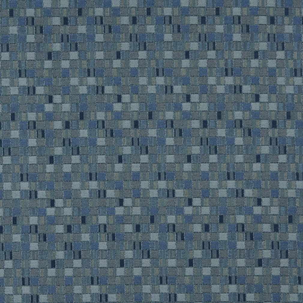 Blue And Yellow Geometric Boxes Contract Upholstery Fabric By The Yard 1