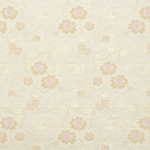 Gold, Pink And White, Paisley Floral Brocade Upholstery Fabric By The Yard