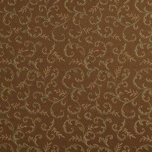 Brown, Green And Gold Damask Abstract Floral Upholstery Fabric By The Yard