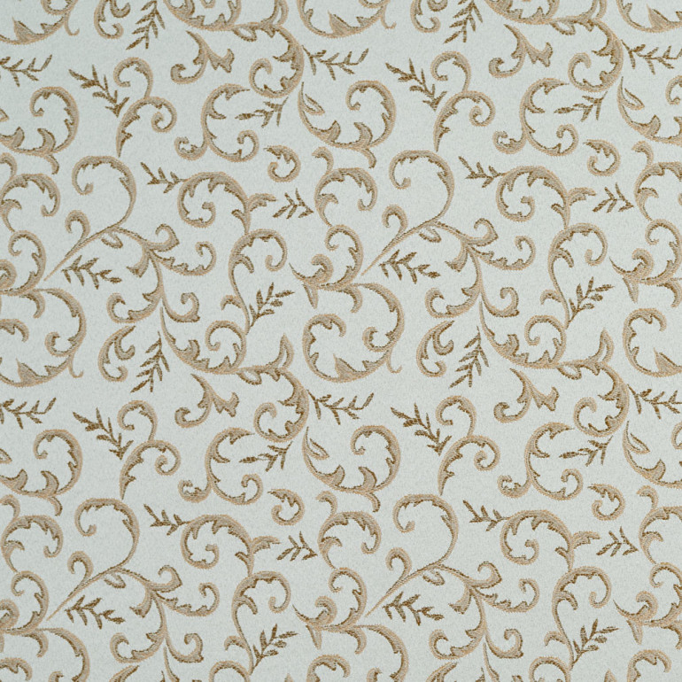 Light Blue And Gold Damask Abstract Floral Upholstery Fabric By The Yard