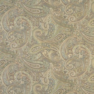 Brown, Blue And Green, Paisley Contemporary Upholstery Grade Fabric By The Yard
