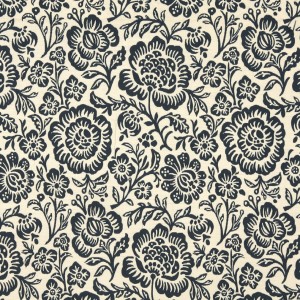 F407 Navy Blue And Beige Floral Reversible Upholstery Fabric By The Yard