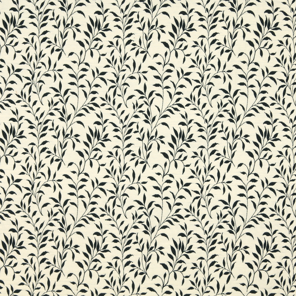 F409 Black And Beige Floral Matelasse Reversible Upholstery Fabric By The Yard 1