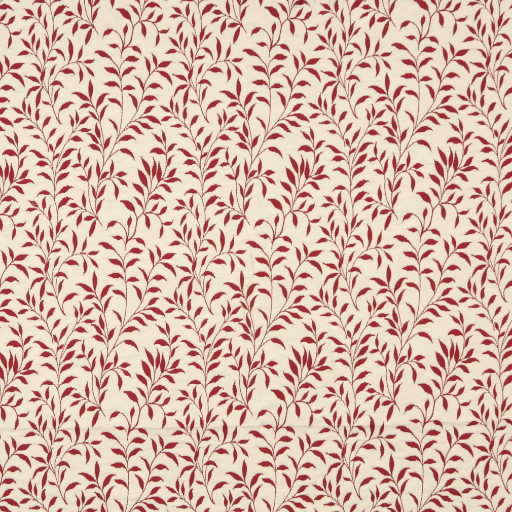 F415 Red And Beige Floral Matelasse Reversible Upholstery Fabric By The Yard 1