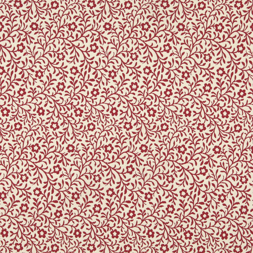 F420 Red And Beige Floral Matelasse Reversible Upholstery Fabric By The Yard 1