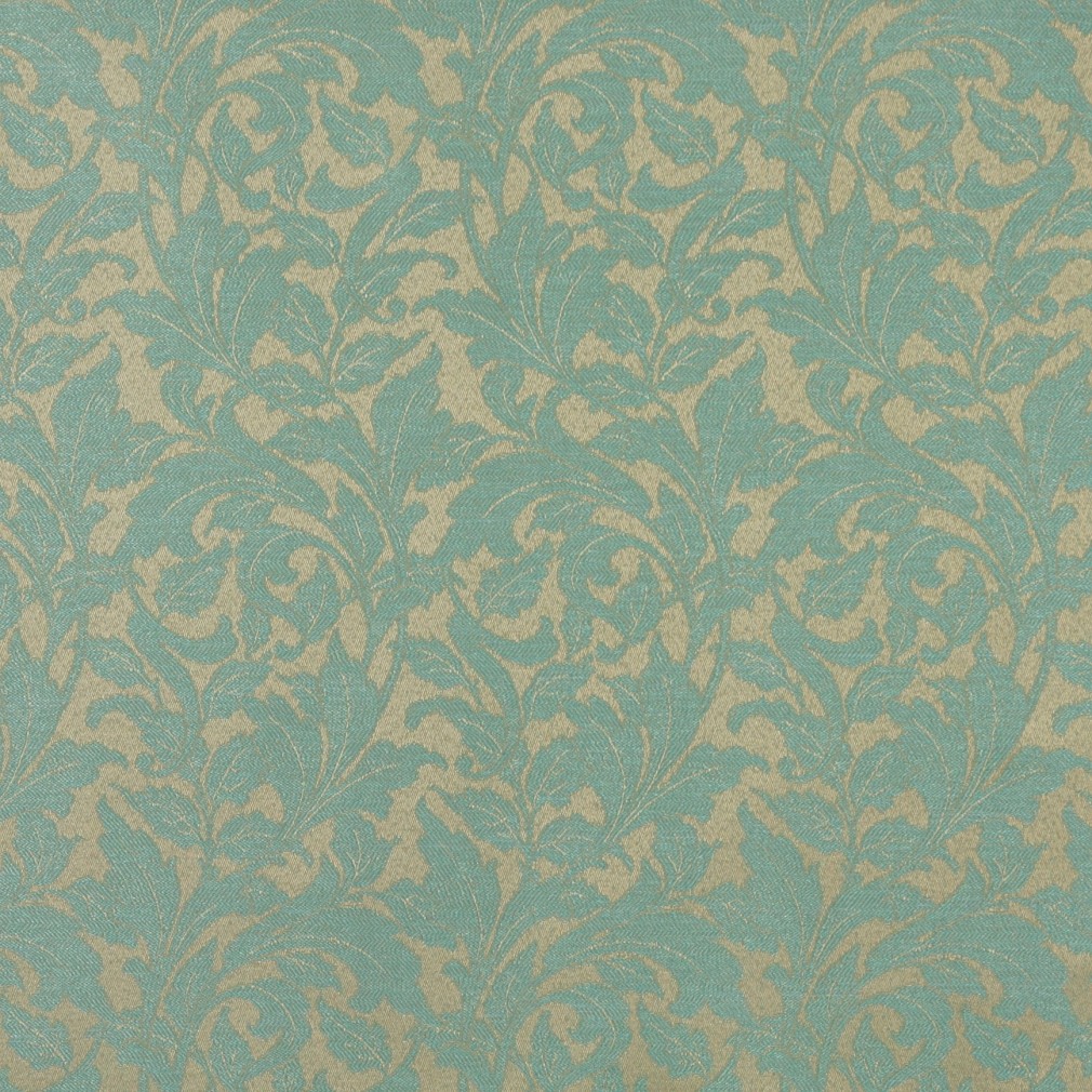 F600 Light Blue, Floral Leaf Outdoor Indoor Woven Fabric By The Yard 1