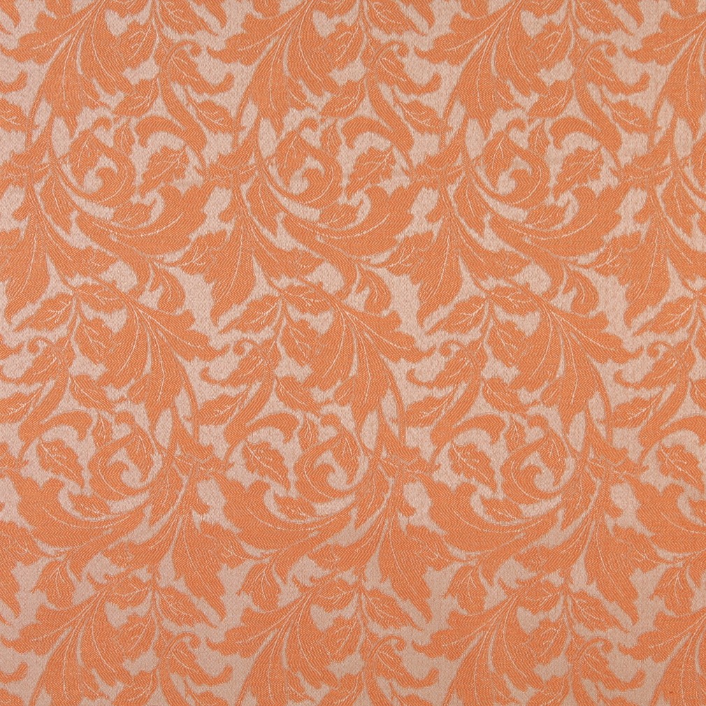 Orange, Floral Leaf Outdoor Indoor Woven Fabric By The Yard 1