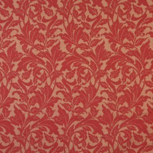 Red, Floral Leaf Outdoor Indoor Woven Fabric By The Yard