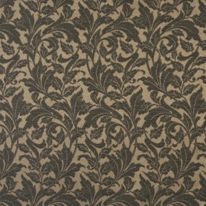 Black, Floral Leaf Outdoor Indoor Woven Fabric By The Yard