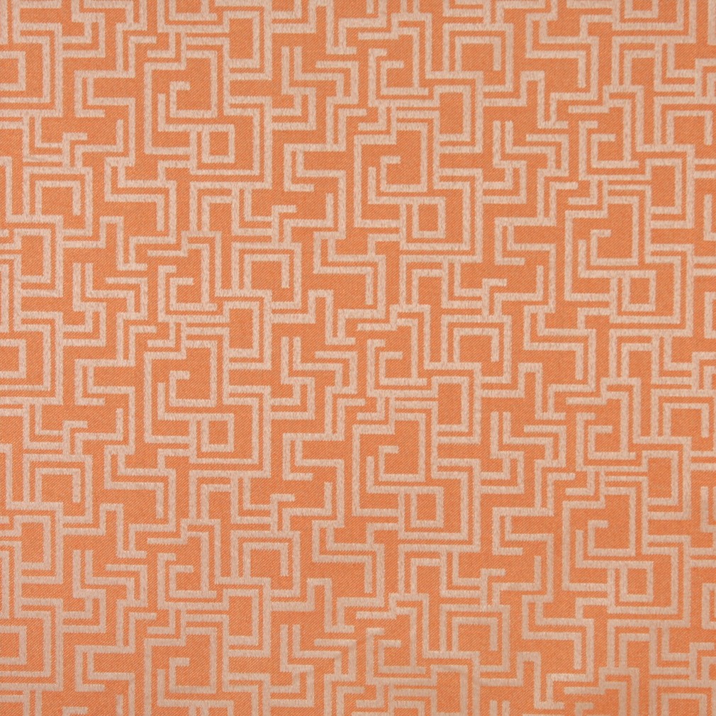 Orange, Geometric Outdoor Indoor Woven Fabric By The Yard 1