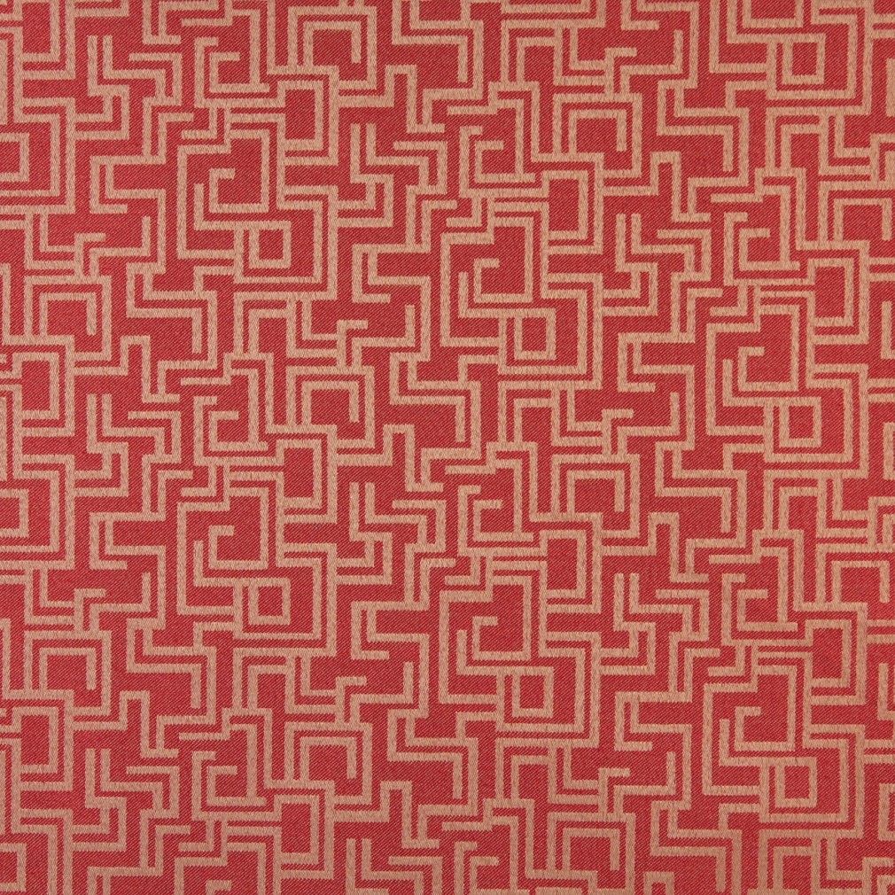 Red, Geometric Outdoor Indoor Woven Fabric By The Yard 1