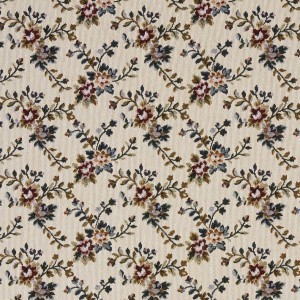 Red, Green And Beige, Floral Vine Tapestry Upholstery Fabric By The Yard