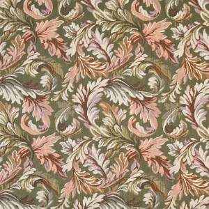 Green And Purple, Floral Leaves Tapestry Upholstery Fabric By The Yard