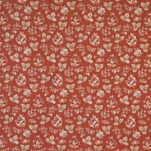 F908 Red And Green, Floral Tapestry Upholstery Fabric By The Yard