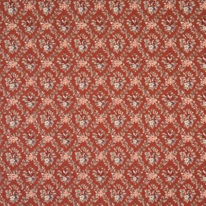 Red And Green, Floral Diamond Tapestry Upholstery Fabric By The Yard