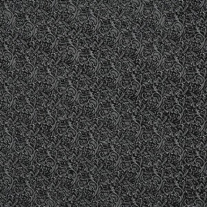 Silver And Black Metallic Floral Vines Upholstery Faux Leather By The Yard