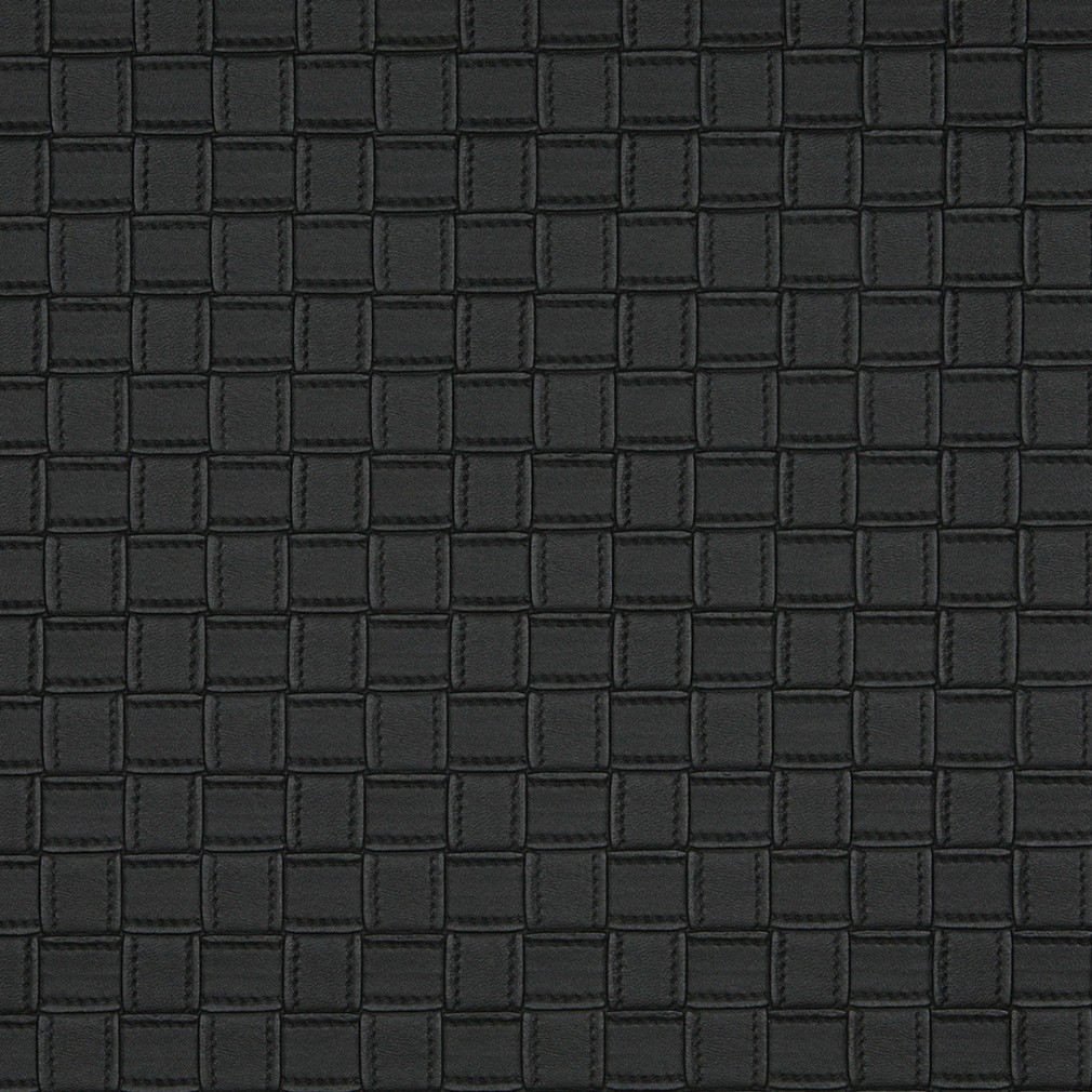 G656 Black, Basket Woven Look Upholstery Faux Leather By The Yard 1