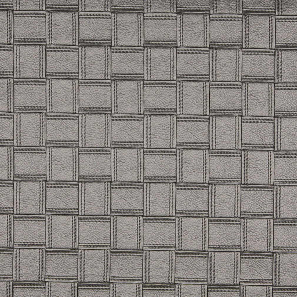 G696 Silver, Metallic Basket Woven Look Upholstery Faux Leather By The Yard 1
