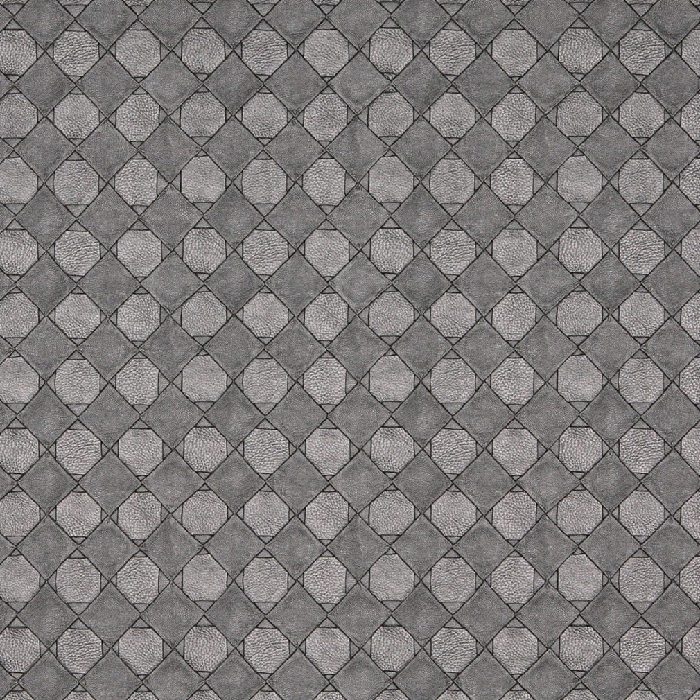 Silver, Metallic Diamonds And Squares Upholstery Faux Leather By The Yard 1