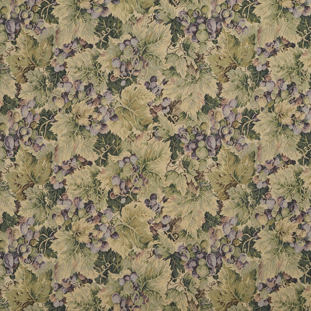 Green And Purple, Floral Leaf Tapestry Upholstery Fabric By The Yard 1