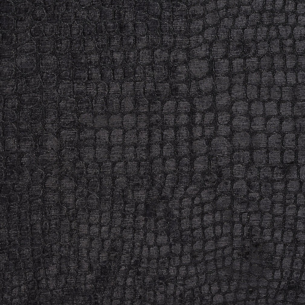 Black Textured Alligator Shiny Woven Velvet Upholstery Fabric By The Yard 1
