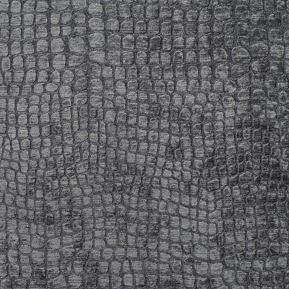 Black Textured Alligator Shiny Woven Velvet Upholstery Fabric By The Yard